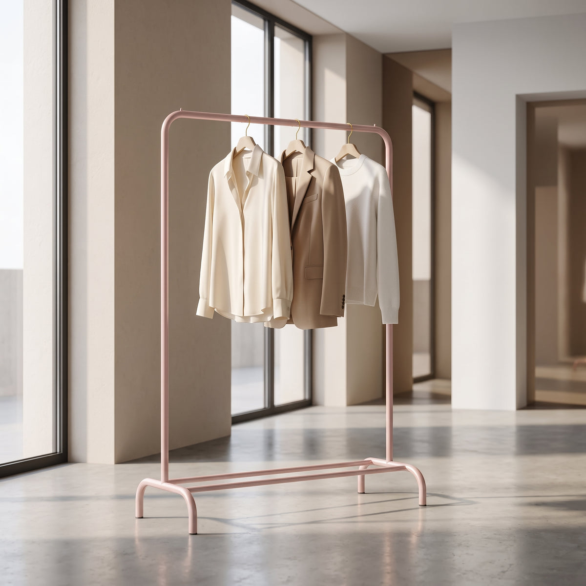 Kledingrek - Metaal - Licht Roze - 80x40x150cm