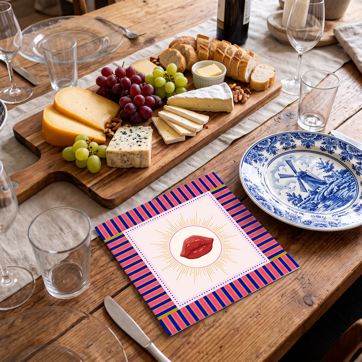 Papieren Servetten - 33x33 cm – 3-Laags – FSC –"Lippen"– 20 Stuks