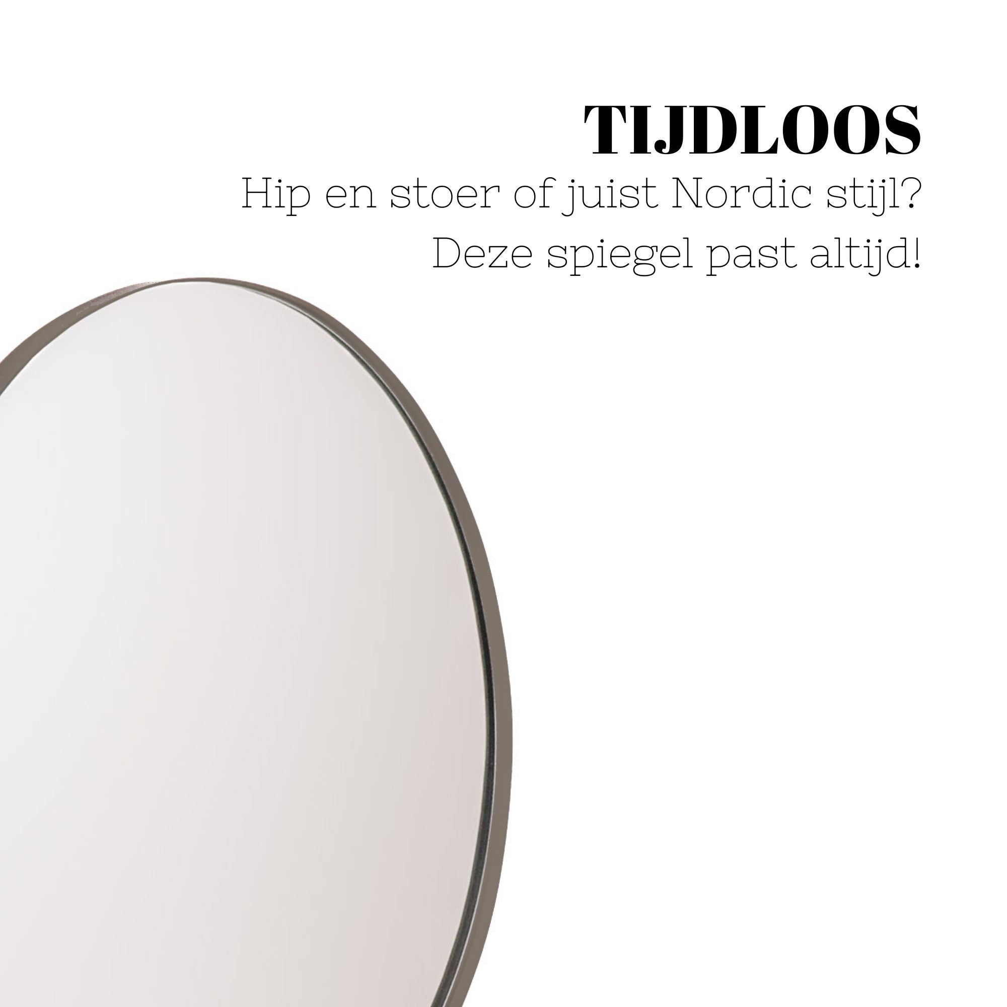 Spiegels - Wandspiegel Rond Ø80 cm - Metalen rand – Taupe