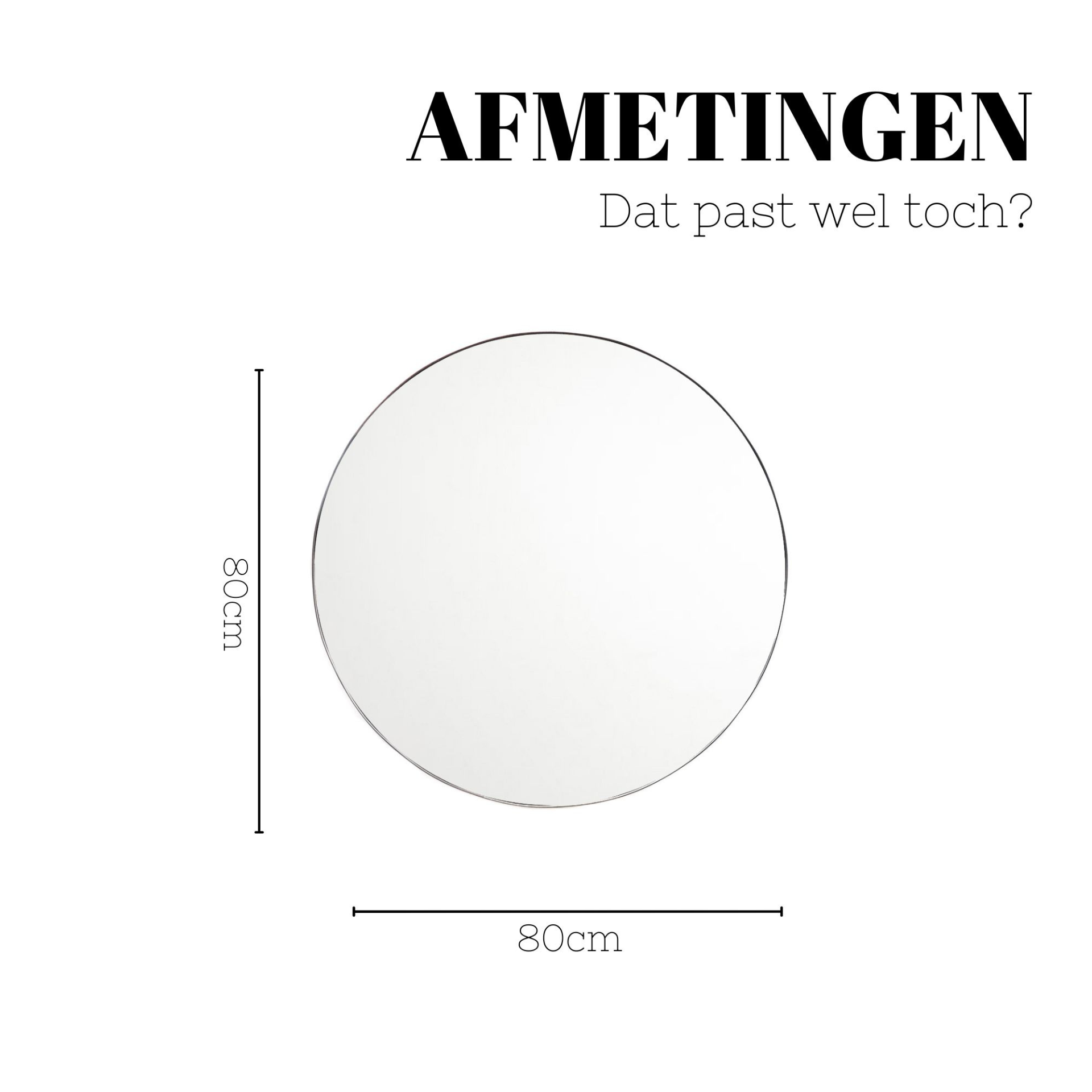 Spiegels - Wandspiegel Rond Ø80 cm - Metalen rand – Taupe