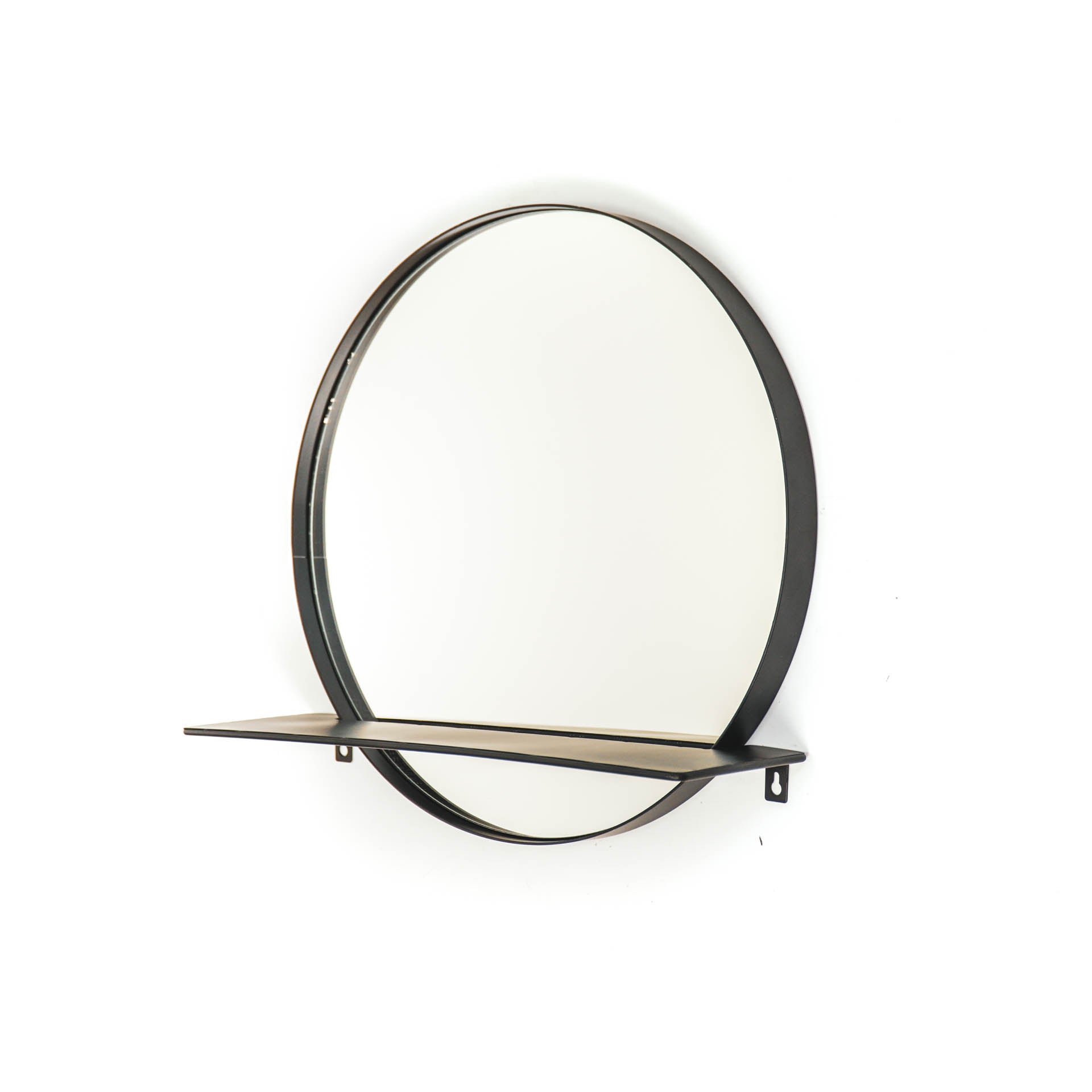 Housevitamin Ronde Spiegel met Plank- Zwart - Ø40cm
