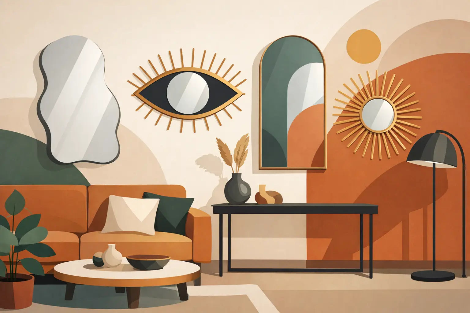 Decoratieve spiegels woonkamer met lef