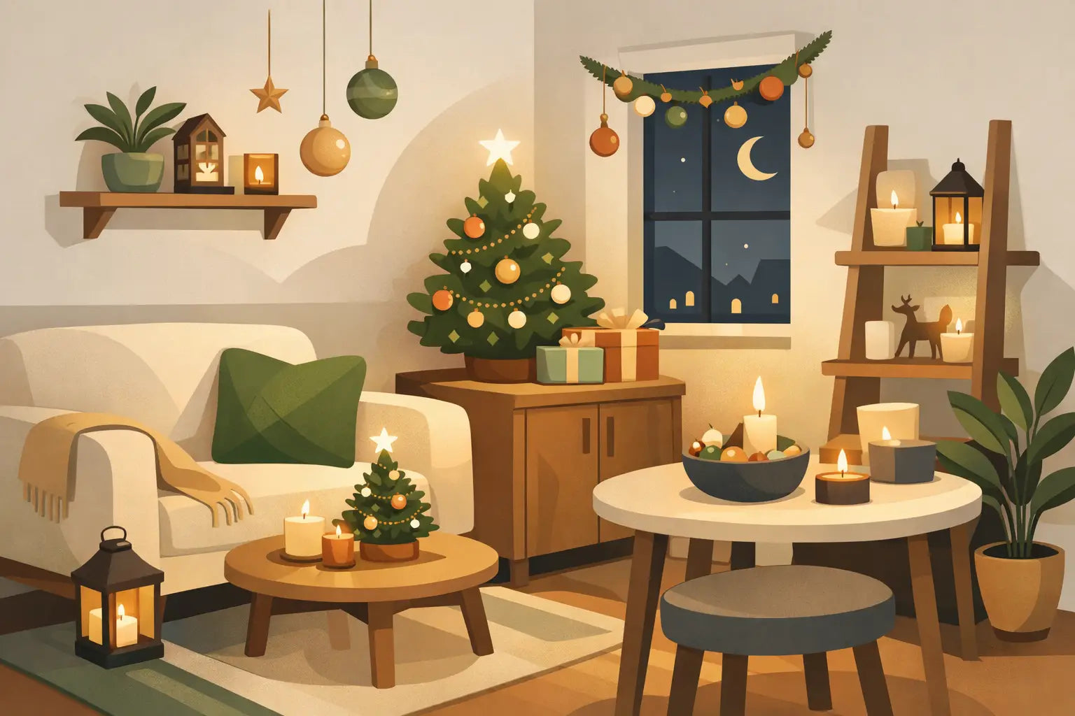 Kerstaccessoires voor kleine ruimte stylen