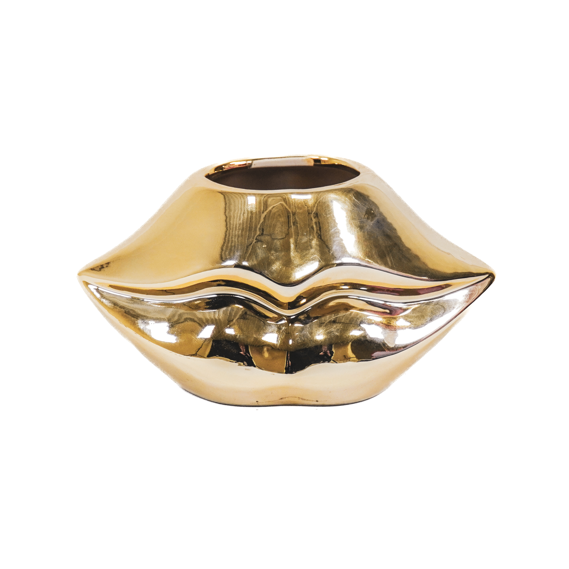 Pot - Lip - Keramiek - Goud - 21x19x11cm