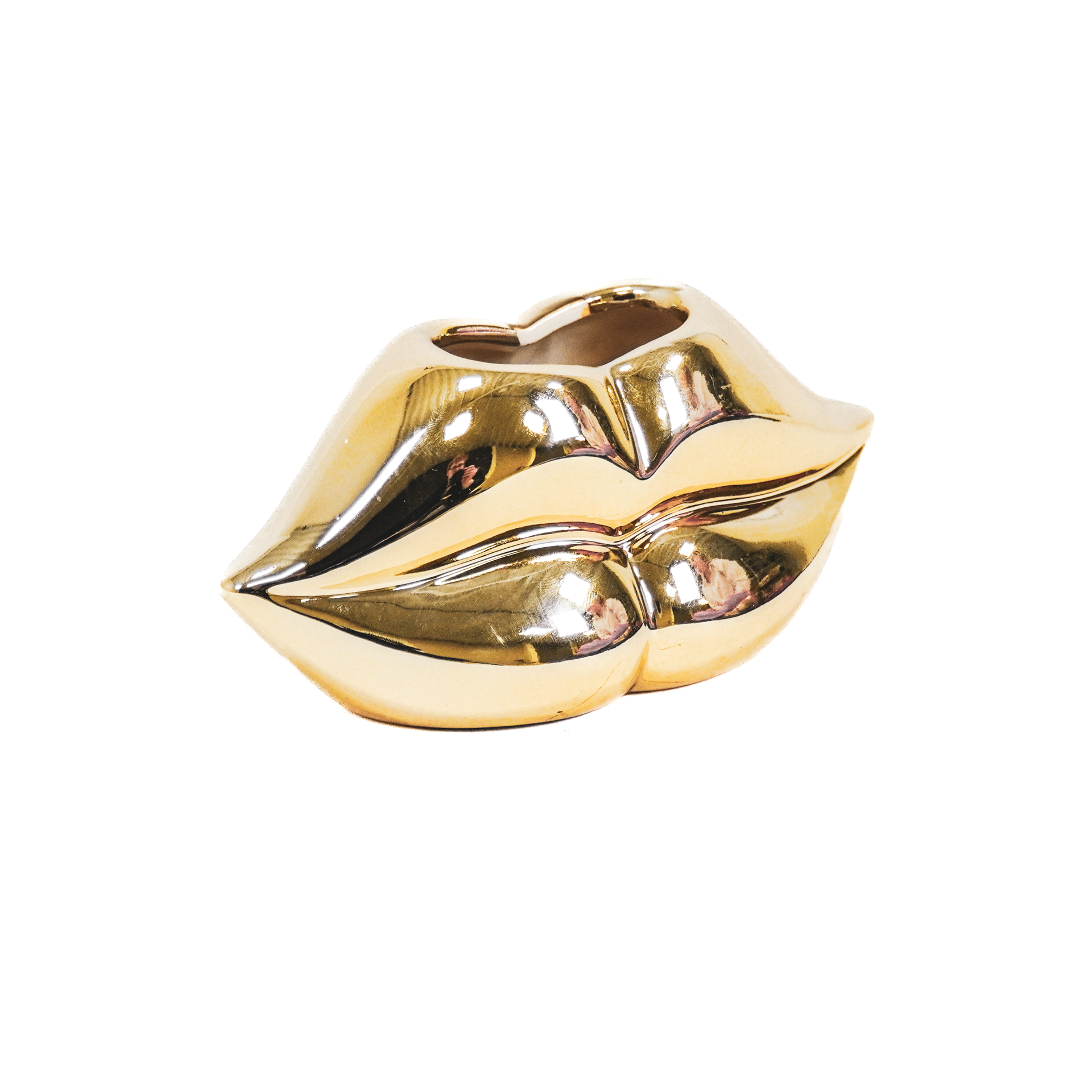 Pot - Lip - Keramiek - Goud - 15,5x6,5x7,5cm