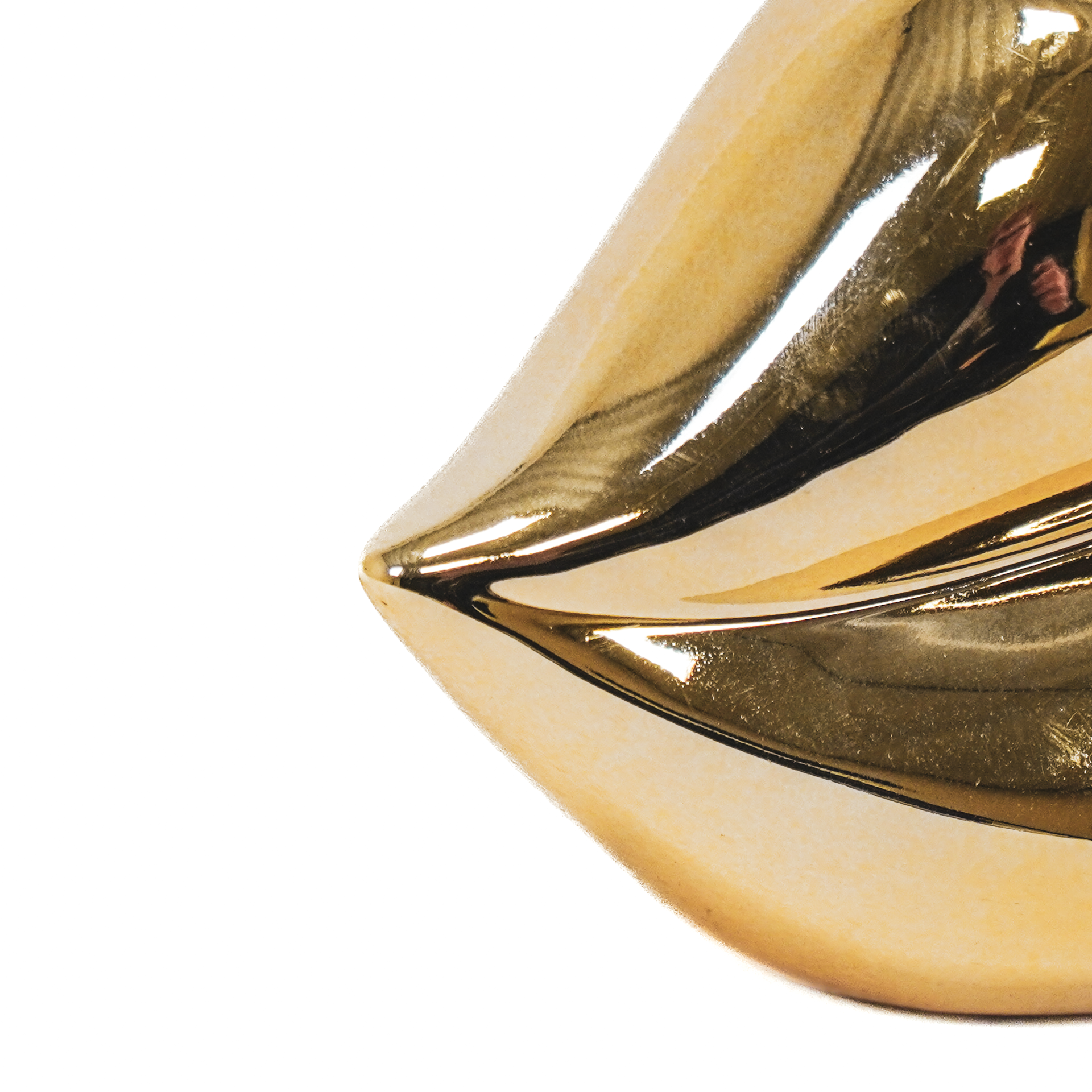 Pot - Lip - Keramiek - Goud - 15,5x6,5x7,5cm