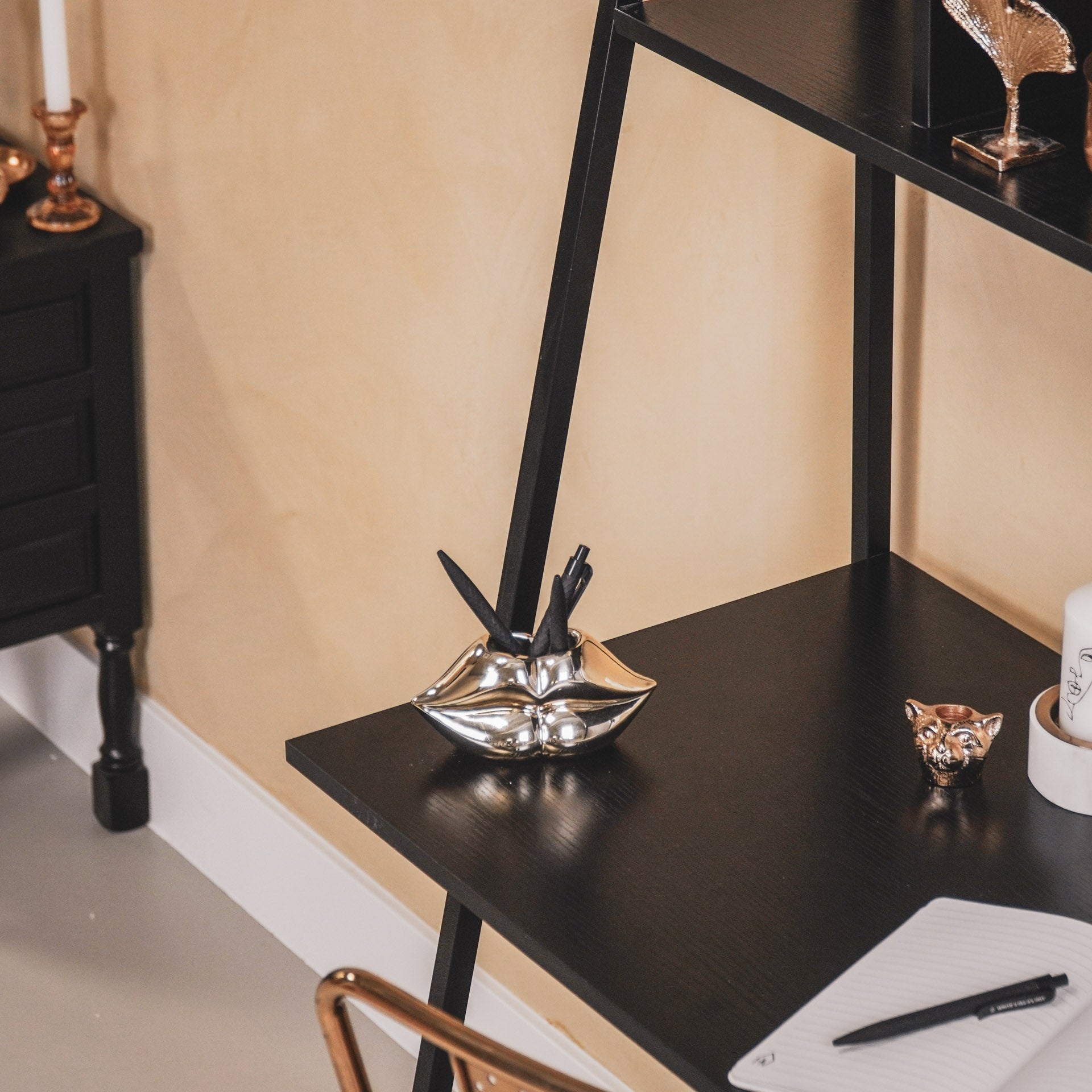 Pot - Lip - Keramiek - Goud - 15,5x6,5x7,5cm