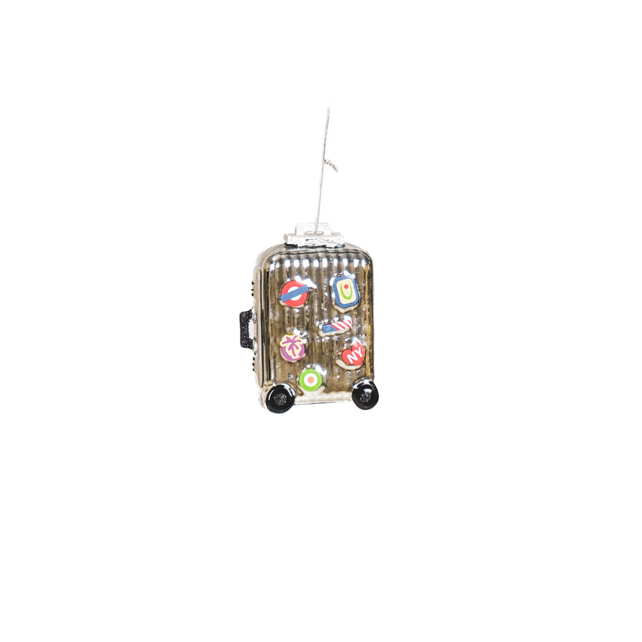 Christmas Decoration - Christmas Ornament - Travel Suitcase - Glass - Silver - 8x4x11.5cm