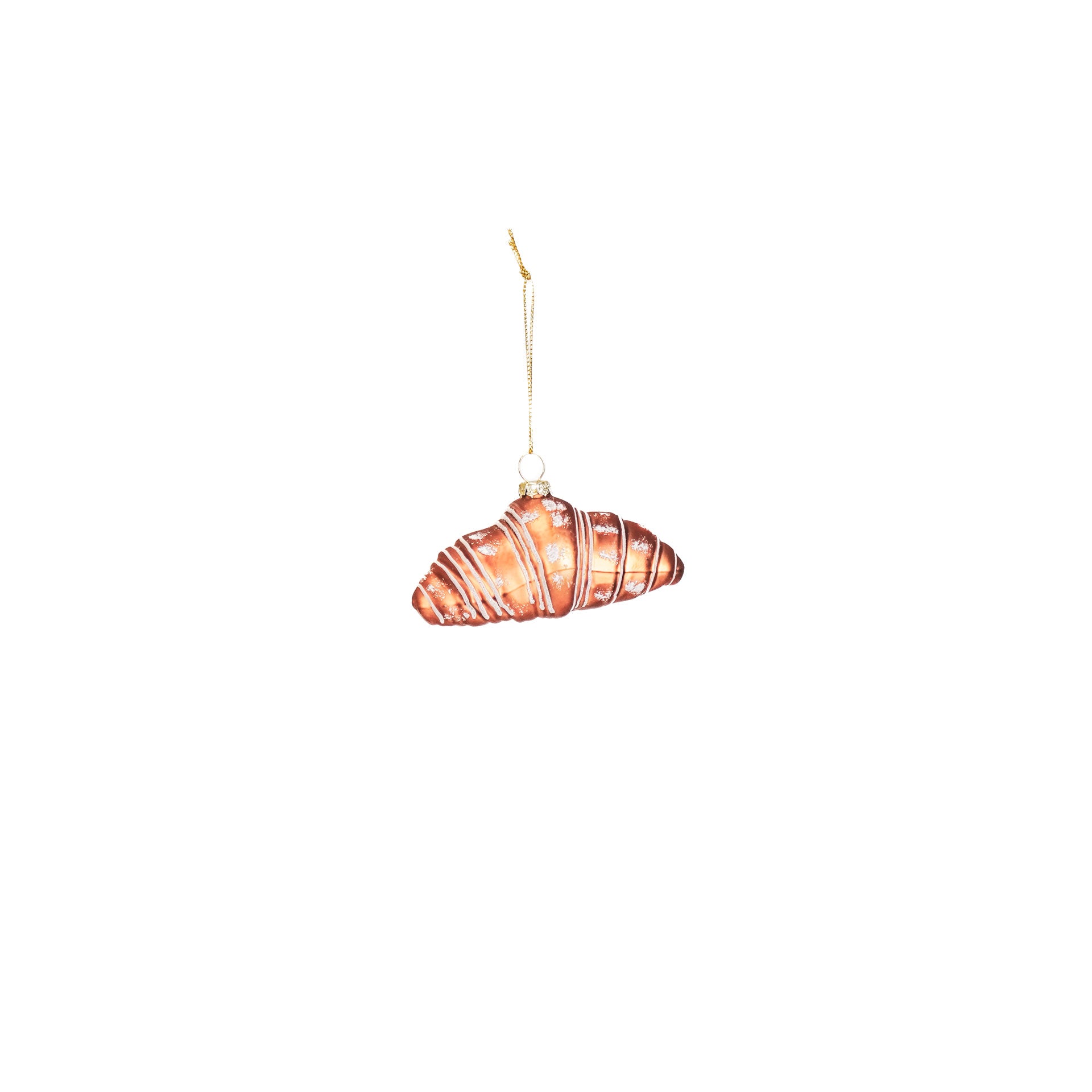 Kerstversiering - Kersthanger - Croissant - Glas - Bruin - 9,5x5x4,5cm