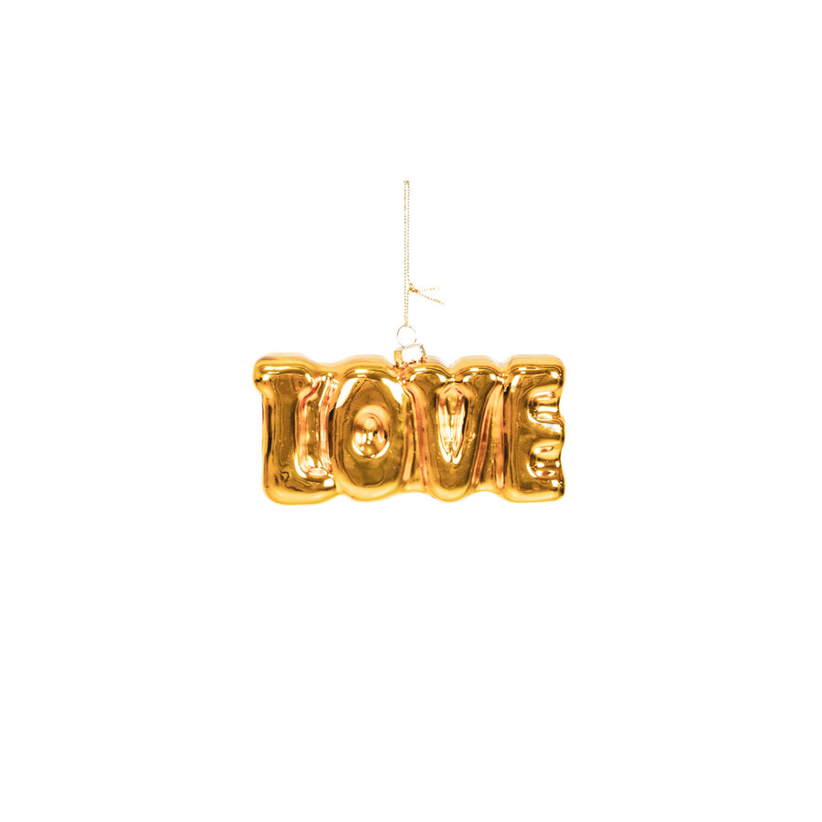 Christmas ornament - LOVE - Glass - Gold - 14.5x3.5x7cm