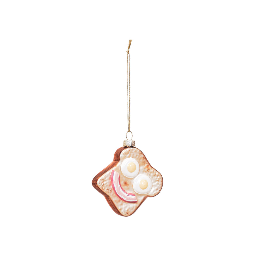 Christmas ornament - Egg Sandwich - Glass - Brown - 6.5x6.5x2.5cm