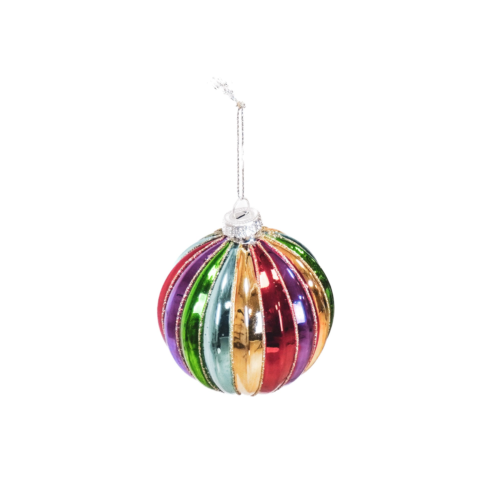Kerstversiering - Kersthanger - Rond - Glas - Gekleurd - 8x8cm