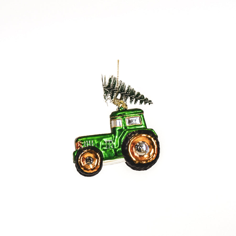 Christmas decoration - Christmas bauble - Tractor - Glass - Green - 9x5x10cm