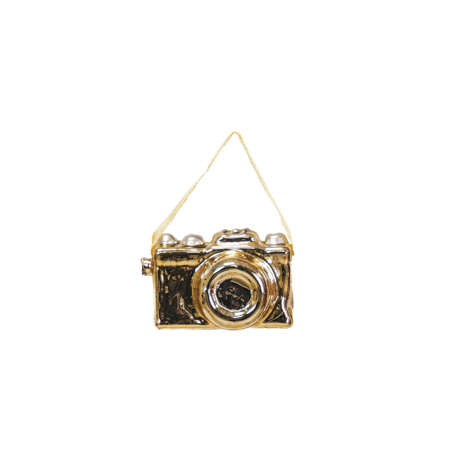 Christmas decoration - Christmas bauble - Camera - Glass - Gold - 8.5x4cm