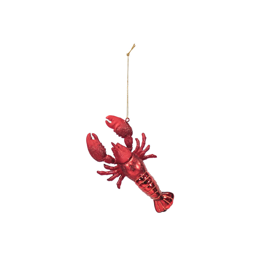 Christmas Decoration - Christmas Ornament - Lobster - Glass - Red - 7.5x2.5x13cm