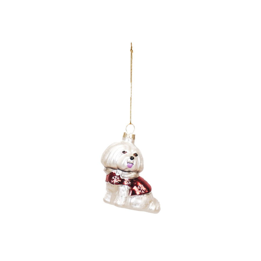 Christmas decoration - Christmas bauble - Dog - Glass - White - 7x4.5x7.5cm