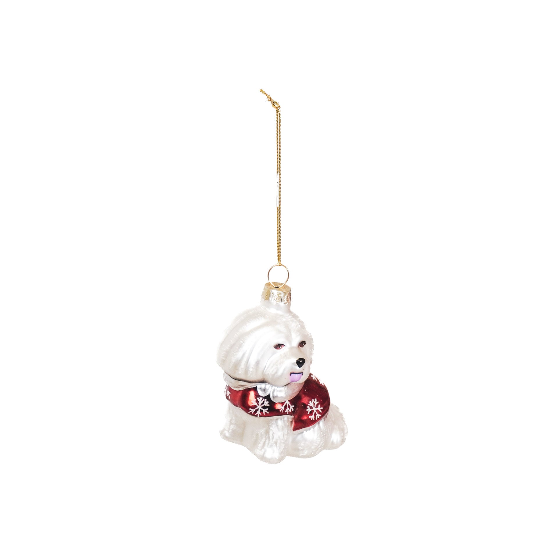 Kerstversiering - Kersthanger - Hond - Glas - Wit - 7x4,5x7,5cm