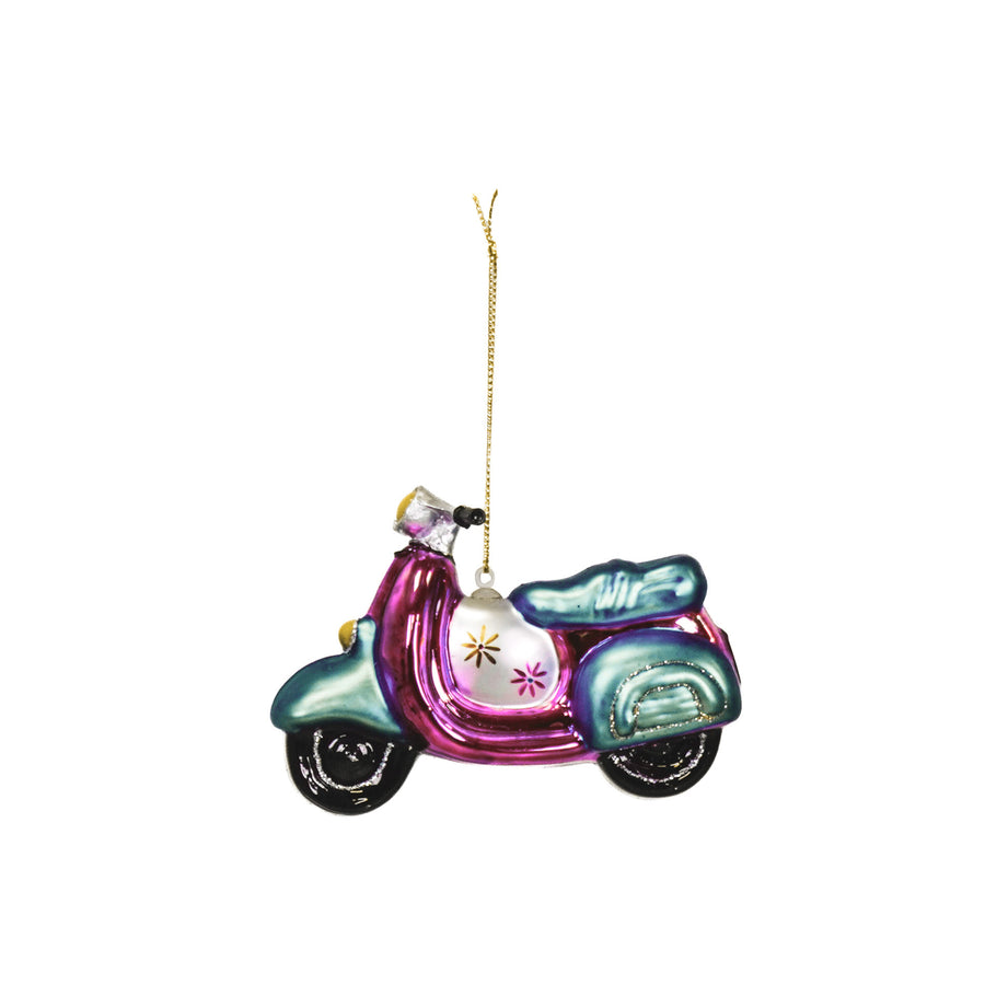 Christmas Decoration - Christmas Ornament - Scooter - Glass - Purple/Blue - 11.5x5x8cm