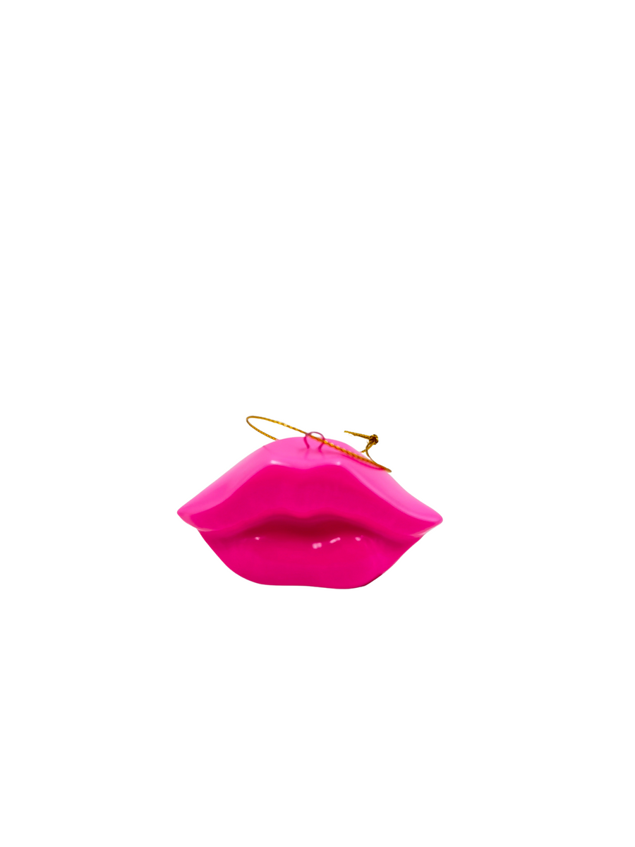 Christmas ornament - Lip - Ceramic - Neon Pink - 6.5x2x4cm