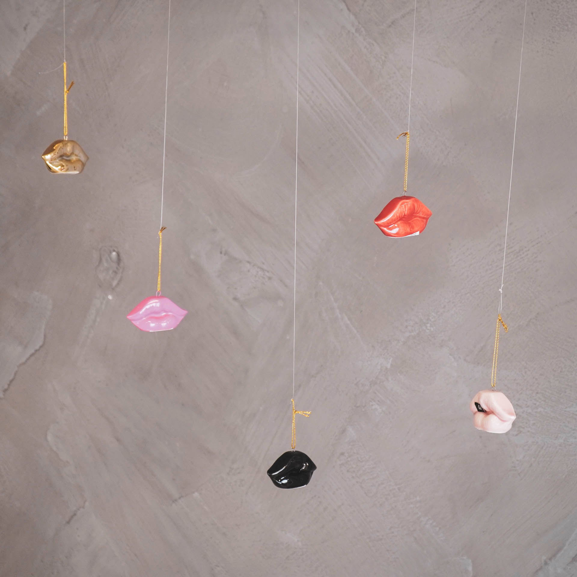 Kersthanger - Lip - Keramiek - Licht Roze - 6,5x2x4cm