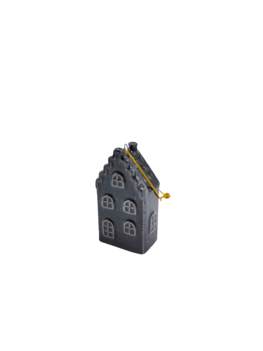 Christmas ornament - House - Ceramic - Black - 3.5x2x6.5cm