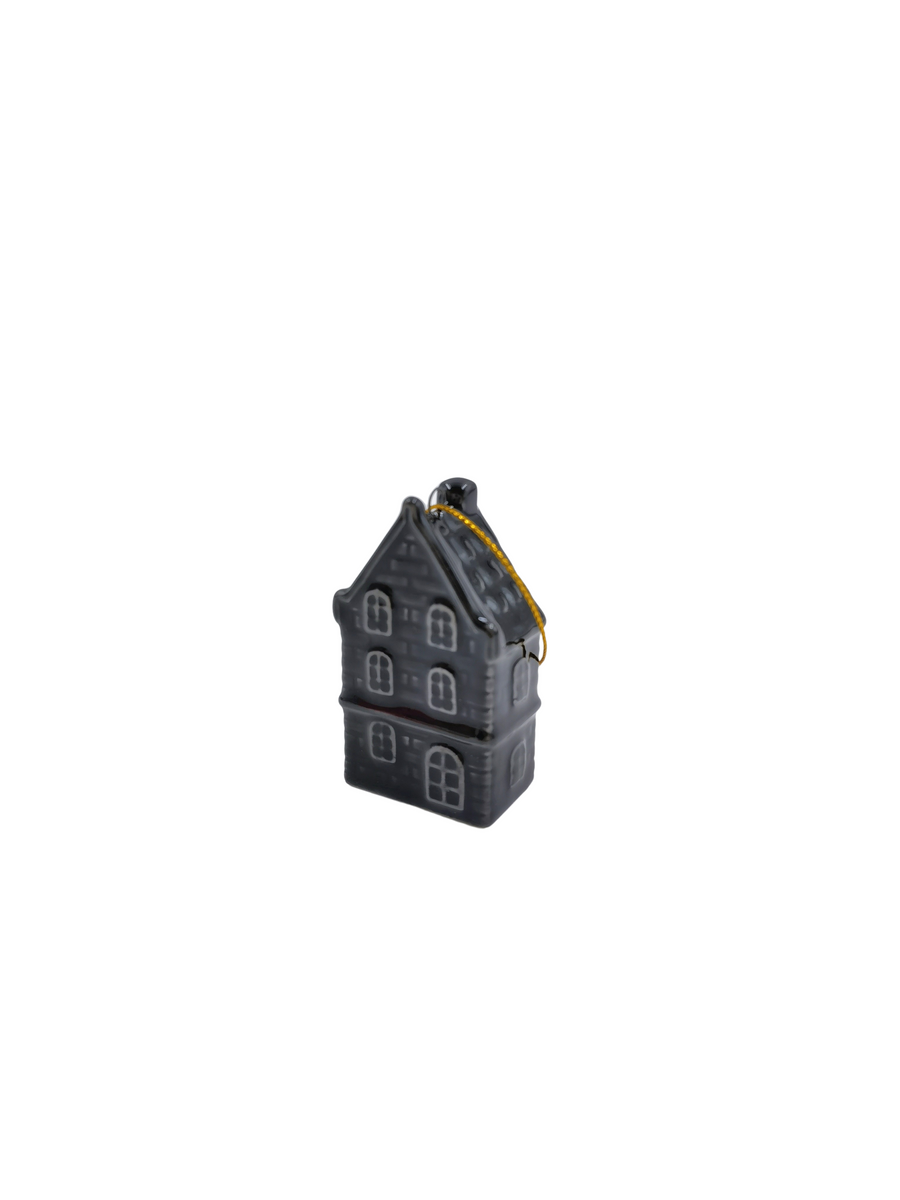 Christmas ornament - House - Ceramic - Black - 3.5x2x6.5cm