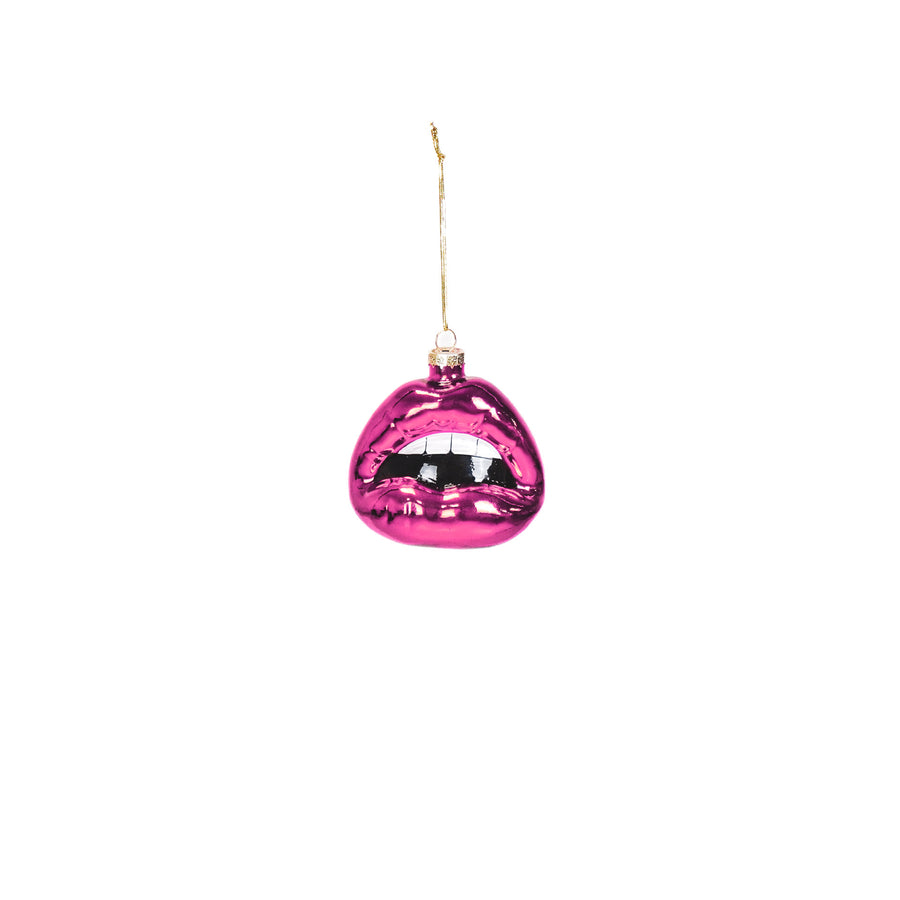 Christmas ornament - Lip - Glass - Pink - 8.5x3.5x8.5cm