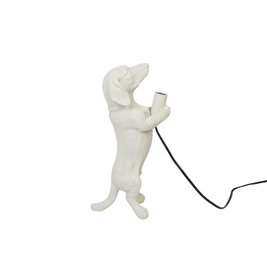 Lampen - Teckel Tafellamp - Polyresin - Crèmewit - E14 - 10x15x38cm