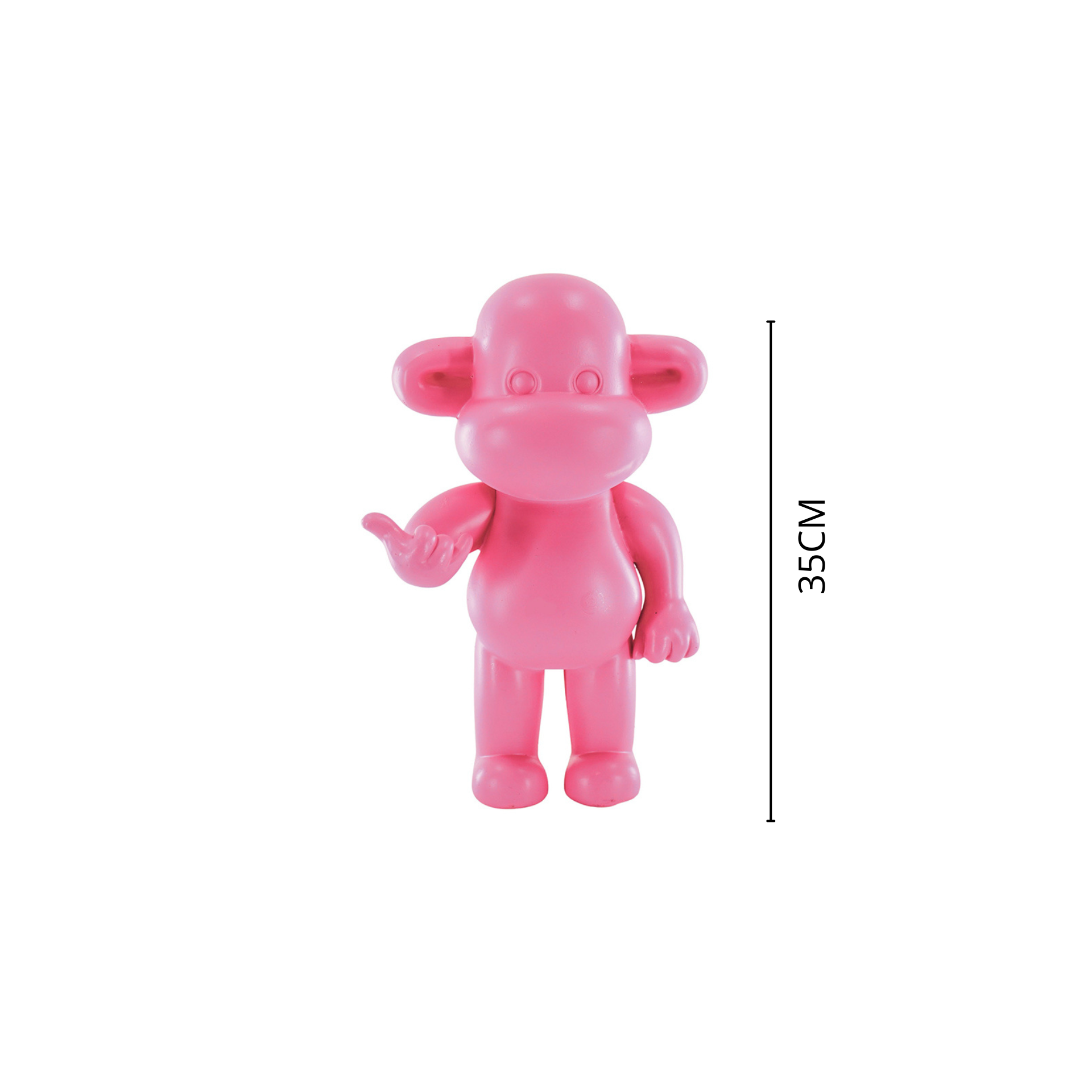 Ornament - Hang loose Aap Beeld 'The Legend' - Polyresin - Roze - 20,5x13,5x35cm