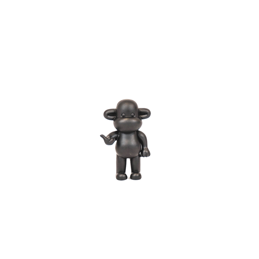Ornament - Hang loose Aap Beeld 'The Legend' - Polyresin - Zwart - 11x7x19cm
