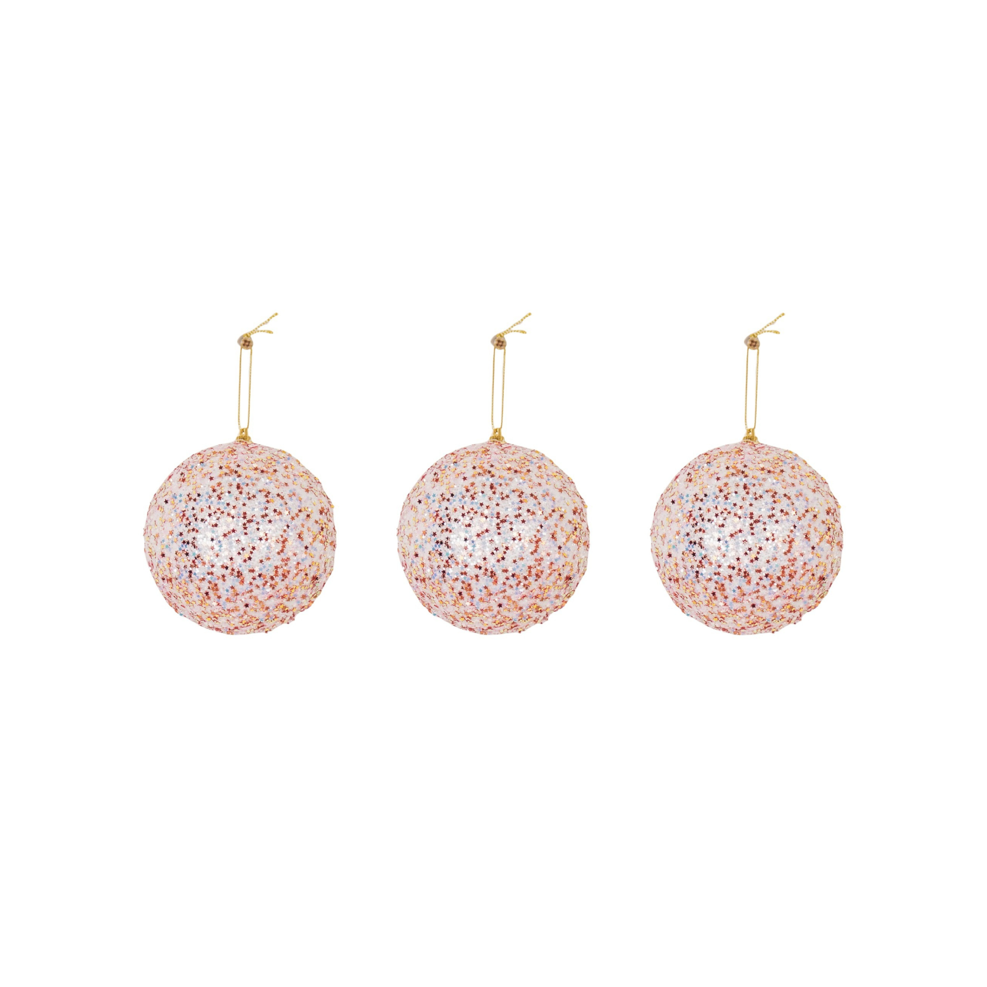 Kerst Hangers - Kerstballen - Foam -Roze Glitters  - S3- 10 cm