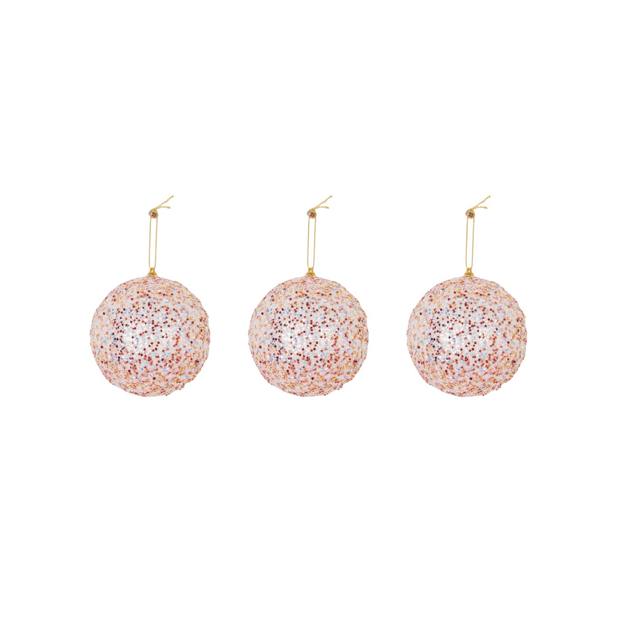 Christmas Pendants - Christmas Baubles - Foam - Pink Glitter - S3 - 10 cm