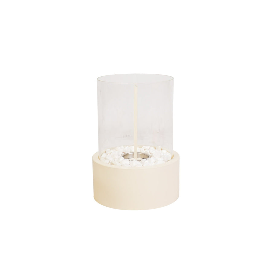 Tafel Haard- Rond - Metaal/Glas - Zand - 21x21x28cm