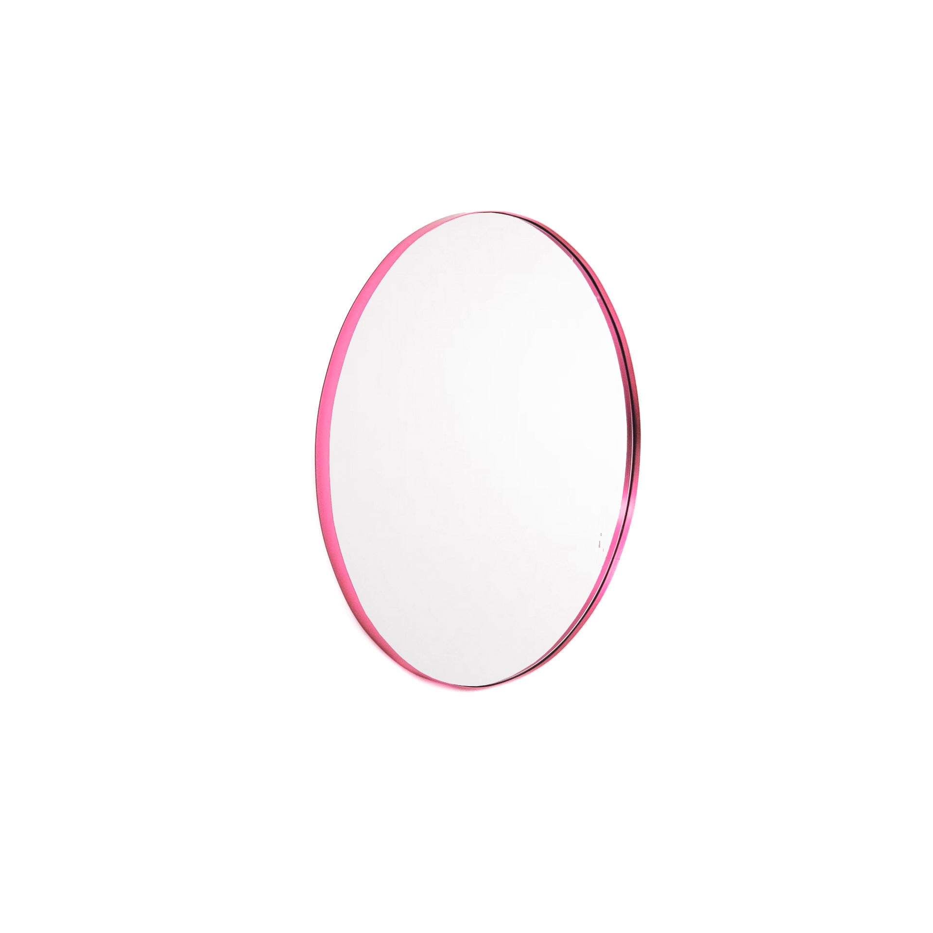 Spiegel - Wand Spiegel Rond - Metaal - Roze - Ø60cm