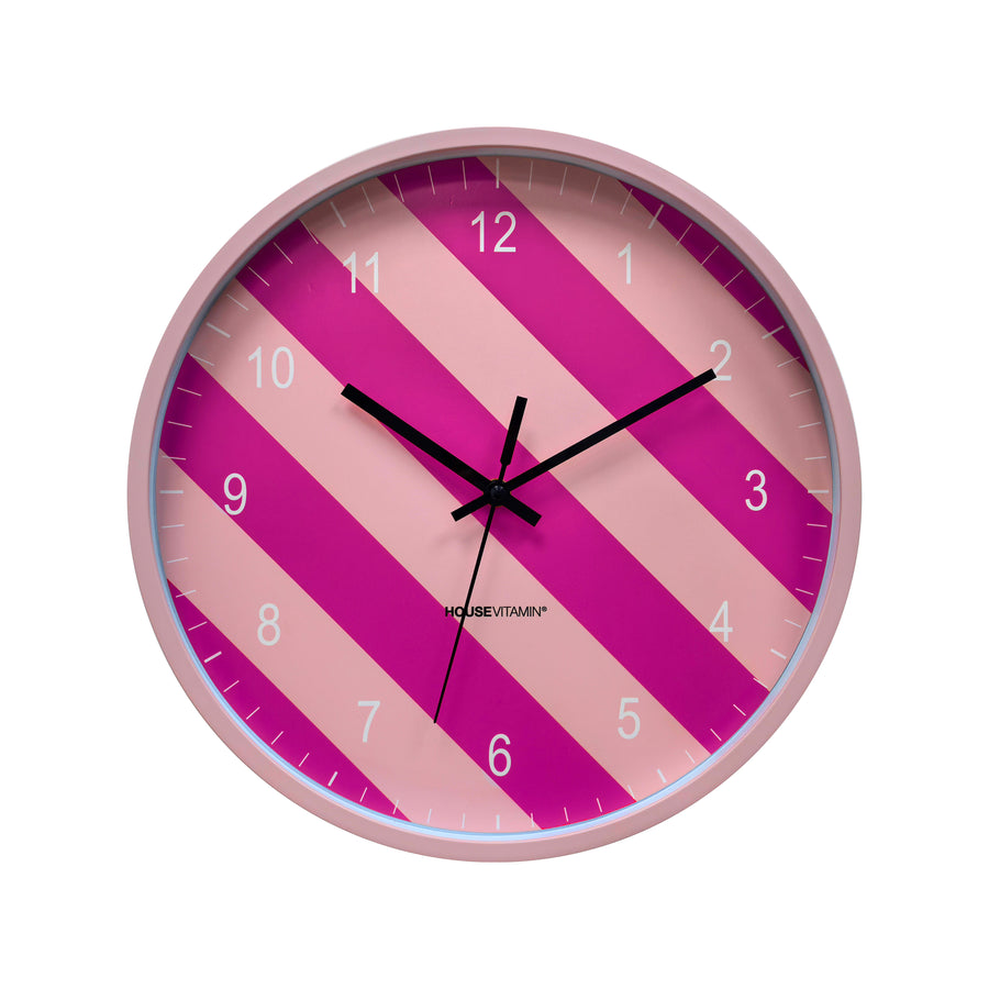 Clock - Wall Clock - Stripe Pattern - Pink - 34x4x34cm