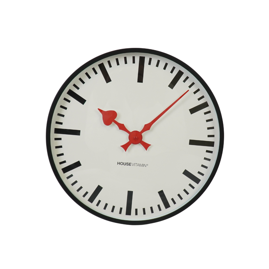 Klok - Wandklok Station - Wit/Zwart - 40x40x4cm