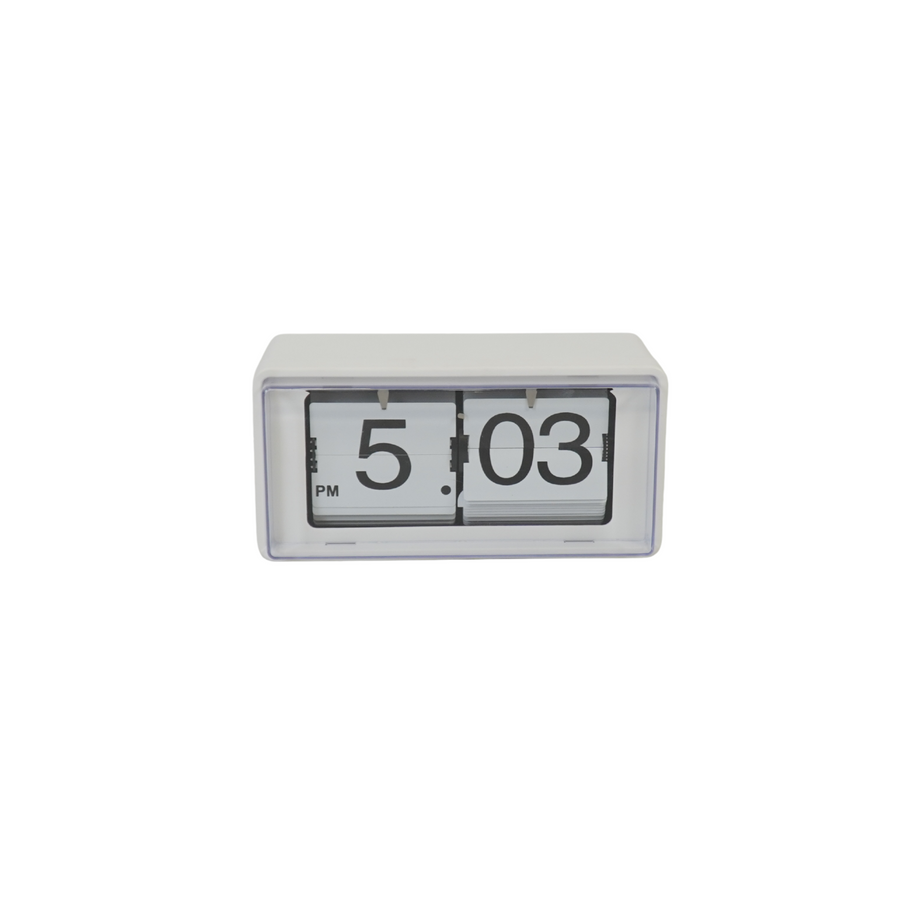 Klok - Kastklok Flip Over - Wit - 22x13x11,5cm