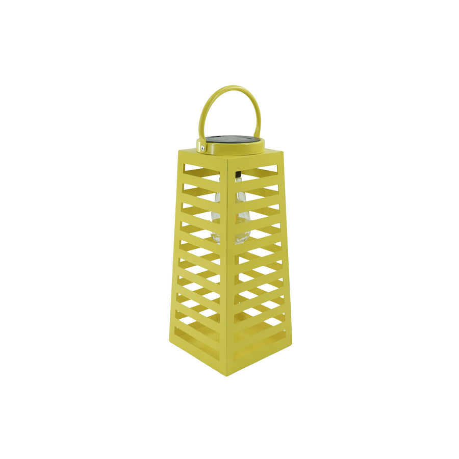 Lamp- Lantaarn/ Windlicht - Solar - Metaal - Neon Geel - 14x14x32,5cm
