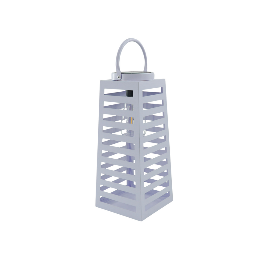 Lamp - Lantaarn/Windlicht - Solar - Metaal - Lila - 14x14x32,5cm