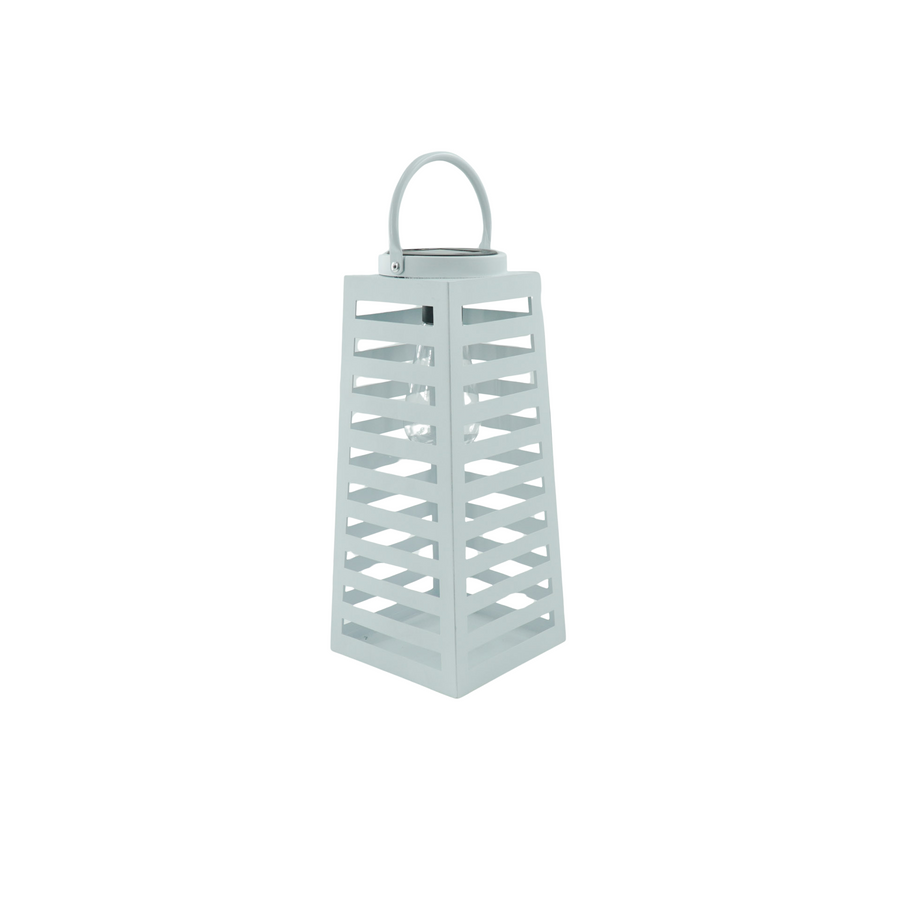 Lamp - Lantaarn/Windlicht - Solar - Metaal - Wit - 14x14x32,5cm