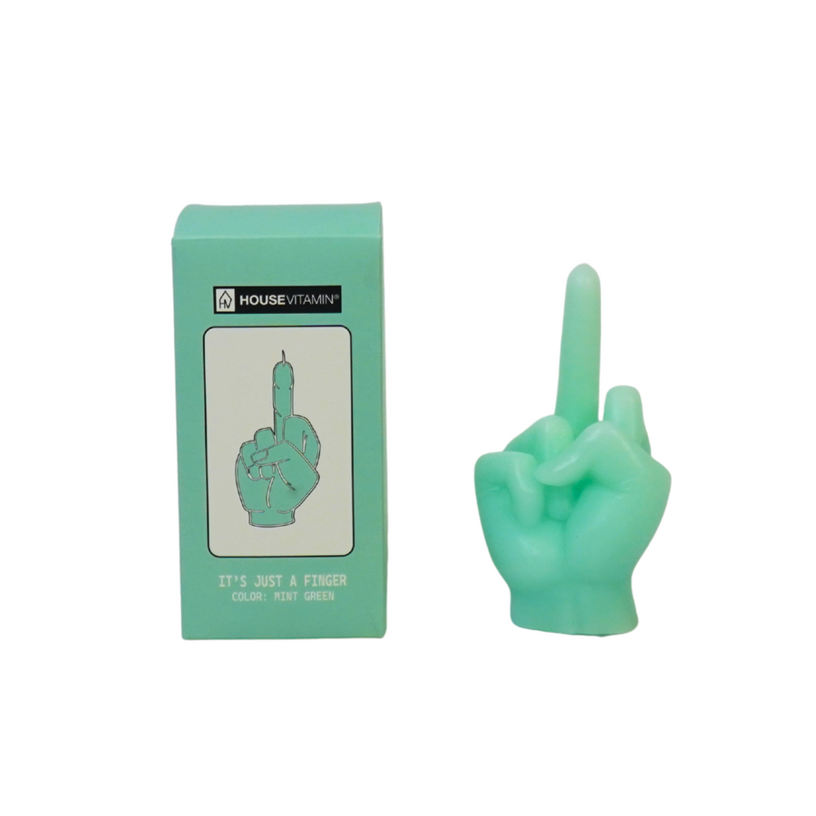 Kaars - Middelvinger - Wax - Munt - 310 gram - 10x9x17cm