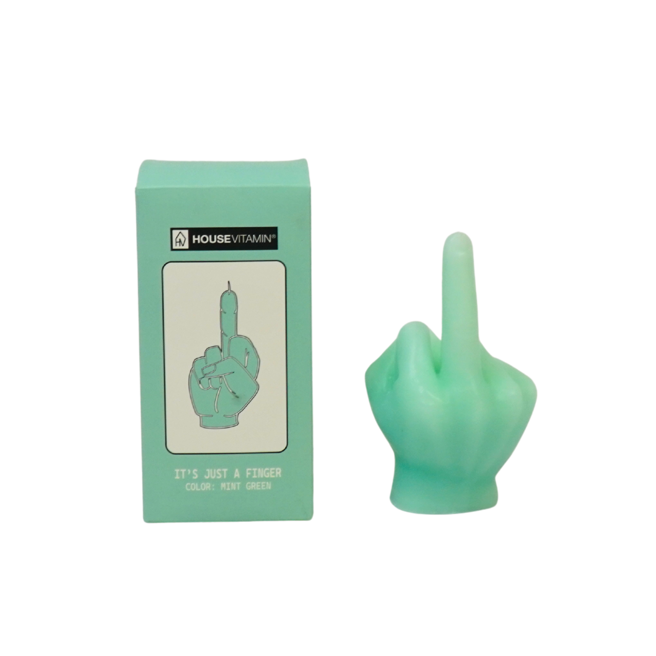 Kaars - Middelvinger - Wax - Mint - 310 gram - 10x9x17cm