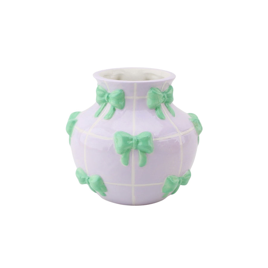 Vase - Bottle Vase Bows Dolomite Lilac/Mint Green - 14.5x14.5x13cm