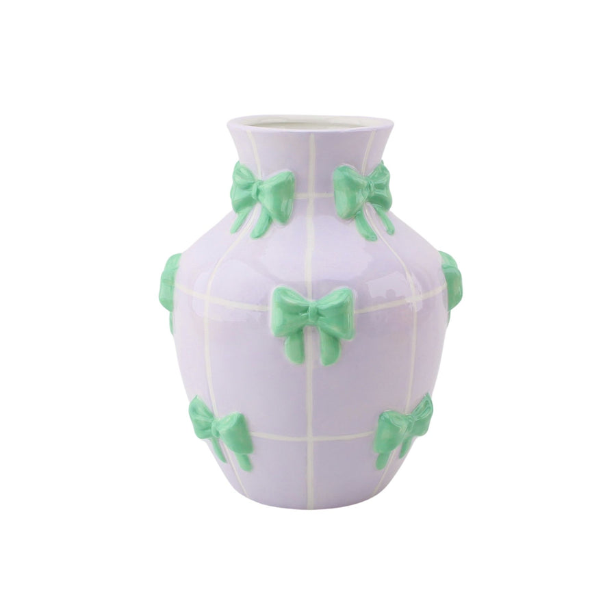 Vase - Bottle Vase Bows Dolomite Lilac/Mint Green - 14x14x19cm