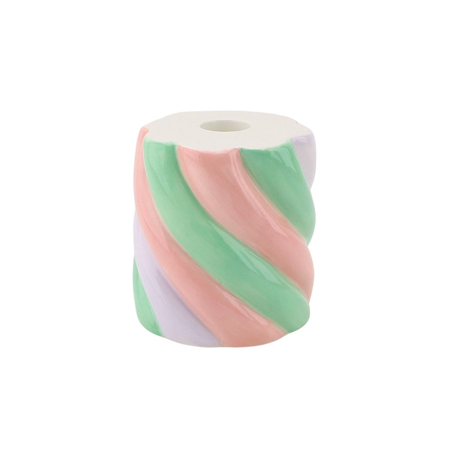 Candle holder - Candlestick - Cable Speck - Dolomite - Pink/Mint Green/Lilac - 8.5x8.5x9cm