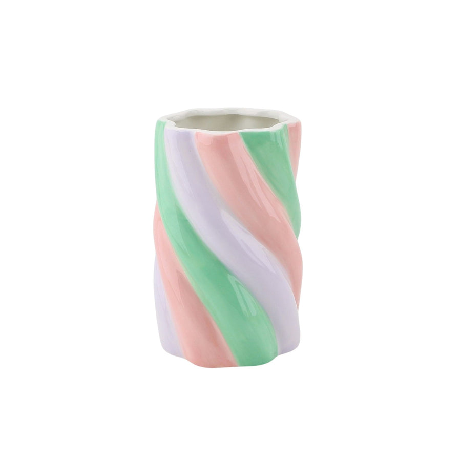 Vase - Flower vase Kabel Spek - Dolomite - Pink/Mint Green/Lilac - 10x10x15cm