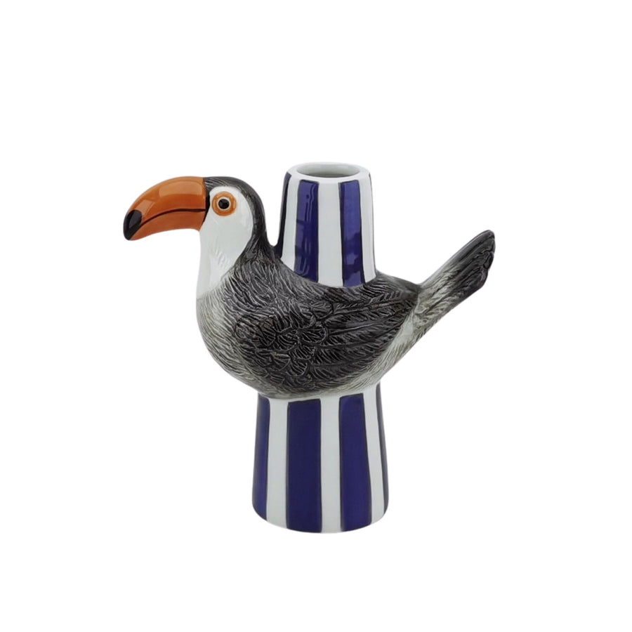 Vase - Bottle Vase Toucan - Dolomite - Violet/Grey/Orange - 16.5x7.5x16cm