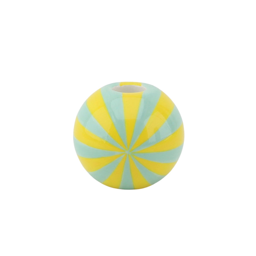 Kaarshouder - Kandelaar Swirl - Dolomiet - Geel/Mintgroen - 10x10x10cm