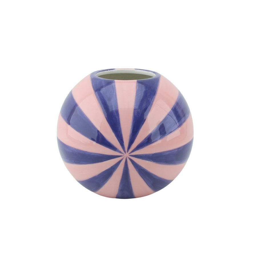 Vaas - Bloemenvaas Swirl - Dolomiet - Roze/Violet - 15x15x13,5cm