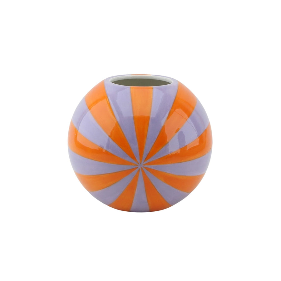 Vase - Flower Vase Swirl - Dolomite - Orange/Lilac - 15x15x13.5cm